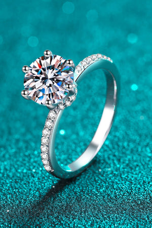 925 Sterling Silver 2 Carat Moissanite Ring-Teresa's Fashionista LLC