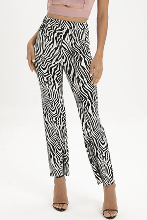 Zebra Print Straight Leg Pants-Teresa's Fashionista LLC