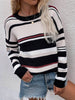Striped Drop Shoulder Round Neck Pullover Sweater-Teresa's Fashionista LLC