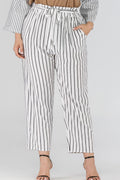 Full Size Striped Paperbag Waist Cropped Pants-Teresa's Fashionista LLC