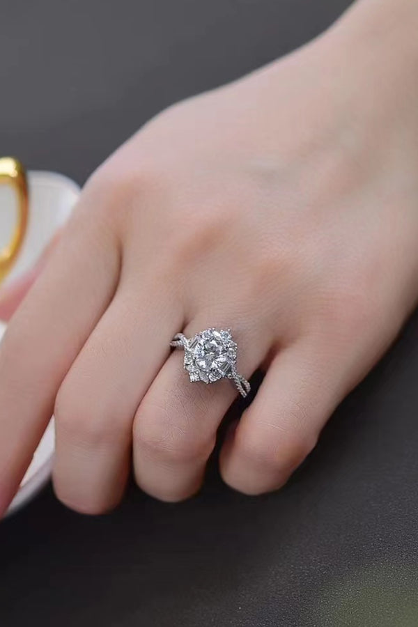 Floral 2 Carat Moissanite Crisscross Ring-Teresa's Fashionista LLC
