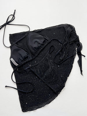 Glitter Halter Neck Backless Three-Piece Swim Set-Teresa's Fashionista LLC