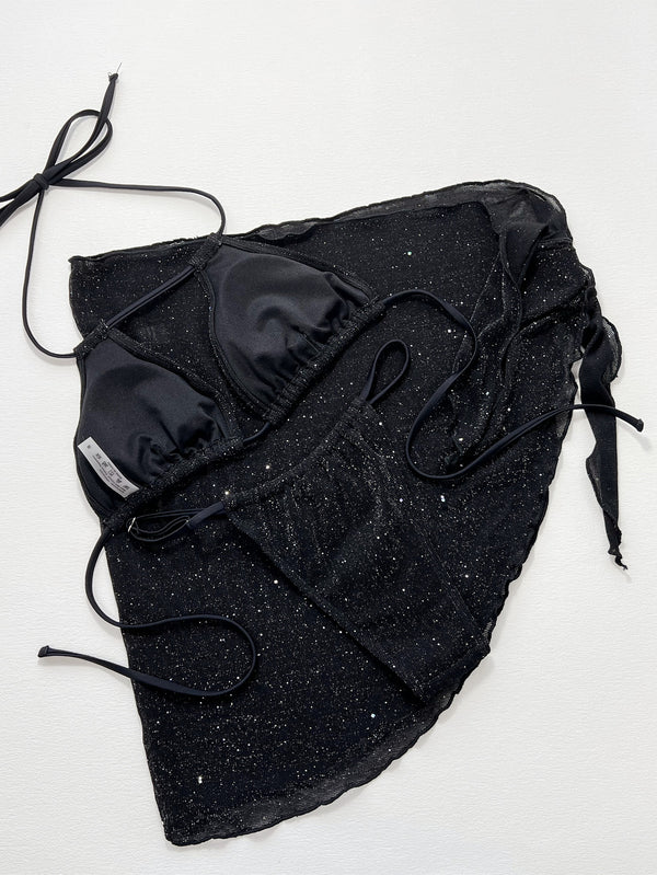 Glitter Halter Neck Backless Three-Piece Swim Set-Teresa's Fashionista LLC