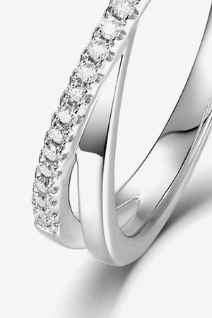 Moissanite Crisscross 925 Sterling Silver Ring-Teresa's Fashionista LLC