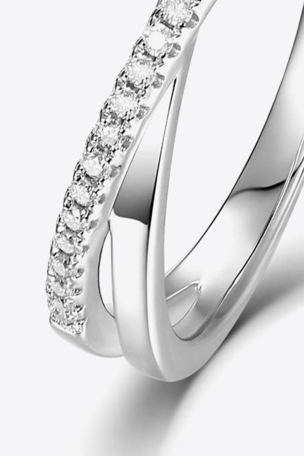 Moissanite Crisscross 925 Sterling Silver Ring-Teresa's Fashionista LLC
