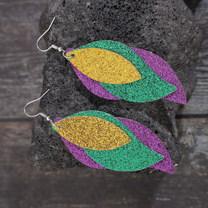 PU Leather Leaf Dangle Earrings-Teresa's Fashionista LLC