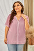 Plus Size Swiss Dot Spliced Lace V-Neck Blouse-Teresa's Fashionista LLC