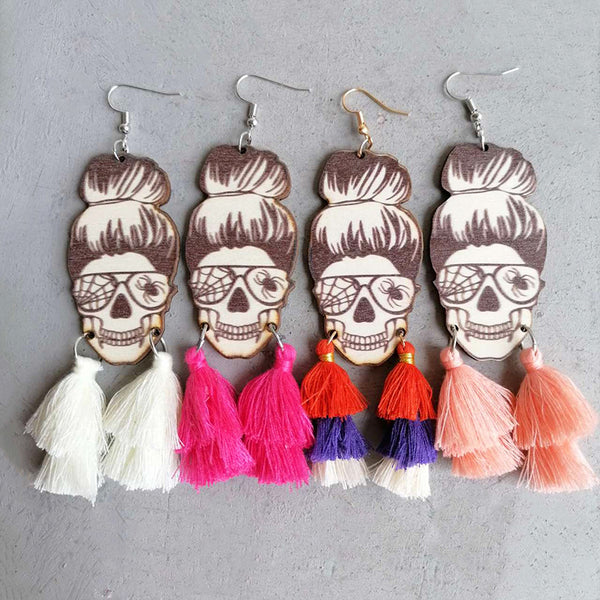Spider Grandma Tassel Detail Dangle Earrings-Teresa's Fashionista LLC