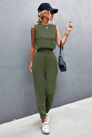 Sleeveless Top and Joggers Set-Teresa's Fashionista LLC