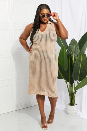 Openwork Johnny Collar Cover Up Dress-Teresa's Fashionista LLC