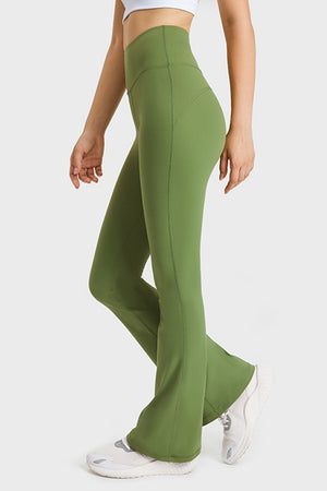 Elastic Waist Flare Yoga Pants-Teresa's Fashionista LLC