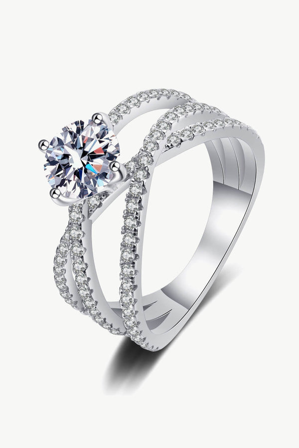 1 Carat Moissanite Crisscross Ring-Teresa's Fashionista LLC