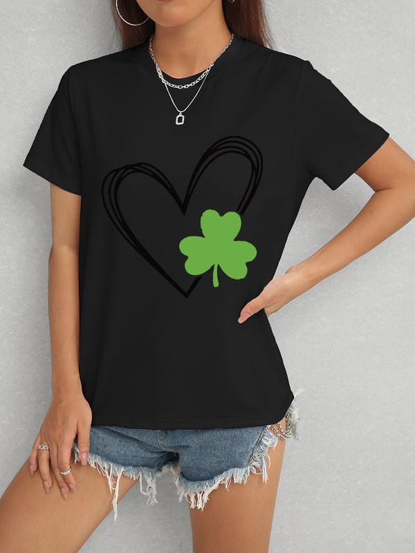 Heart Lucky Clover Short Sleeve T-Shirt-Teresa's Fashionista LLC
