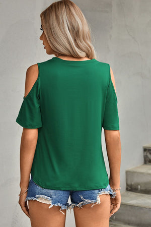 Tied Cutout Cold-Shoulder Top-Teresa's Fashionista LLC
