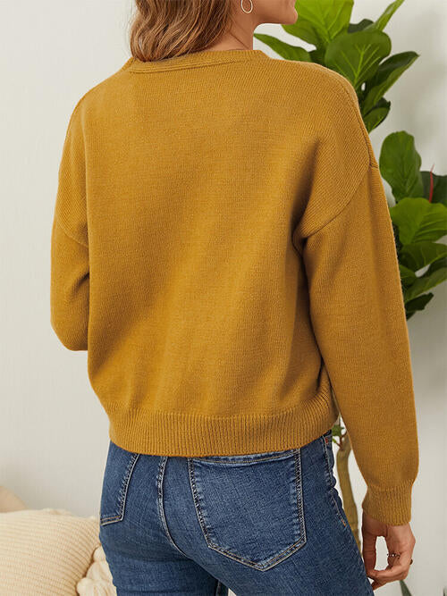 Flower Button Front Dropped Shoulder Cardigan-Teresa&#39;s Fashionista LLC