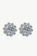 Moissanite Floral-Shaped Stud Earrings-Teresa's Fashionista LLC