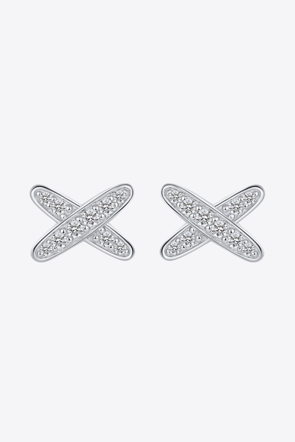 925 Sterling Silver X-Shape Moissanite Earrings-Teresa&#39;s Fashionista LLC