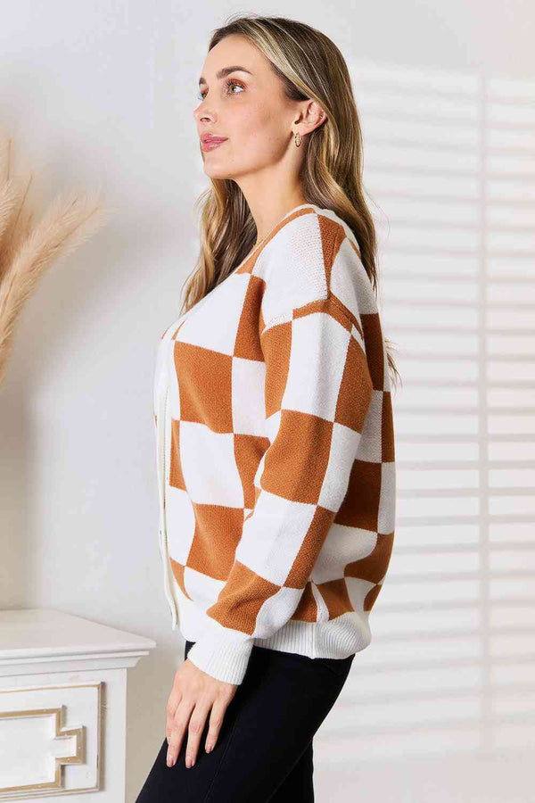 Double Take Button-Up V-Neck Dropped Shoulder Cardigan-Teresa's Fashionista LLC