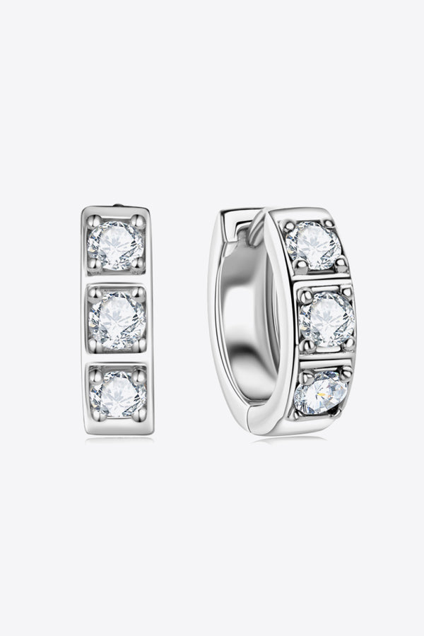 Inlaid Moissanite Huggie Earrings-Teresa's Fashionista LLC
