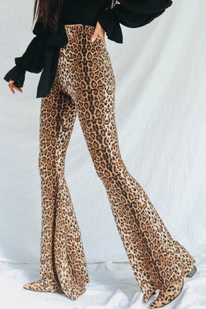 Leopard Print Flare Leg Pants-Teresa's Fashionista LLC