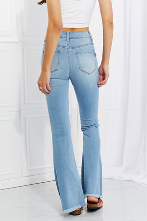 Vibrant MIU Full Size Jess Button Flare Jeans-Teresa's Fashionista LLC