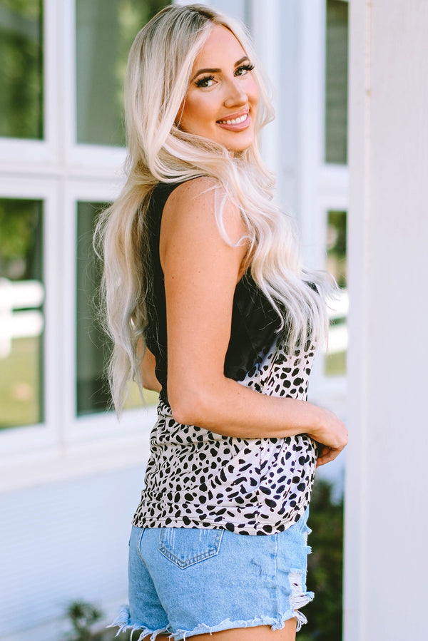 Printed Notched Neck Tank-Teresa's Fashionista LLC