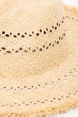 Fame Openwork Raw Hem Weave Hat-Teresa's Fashionista LLC