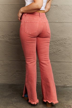 RISEN Bailey Full Size High Waist Side Slit Flare Jeans-Teresa's Fashionista LLC