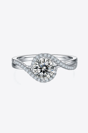 1 Carat Moissanite 925 Sterling Silver Crisscross Ring-Teresa's Fashionista LLC