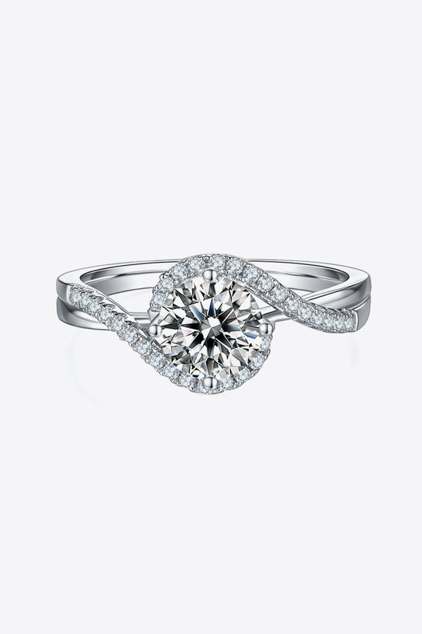 1 Carat Moissanite 925 Sterling Silver Crisscross Ring-Teresa's Fashionista LLC