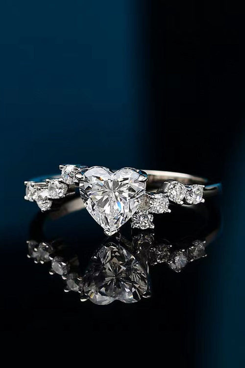 1 Carat Moissanite Heart 925 Sterling Silver Ring-Teresa's Fashionista LLC