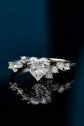 1 Carat Moissanite Heart 925 Sterling Silver Ring-Teresa's Fashionista LLC