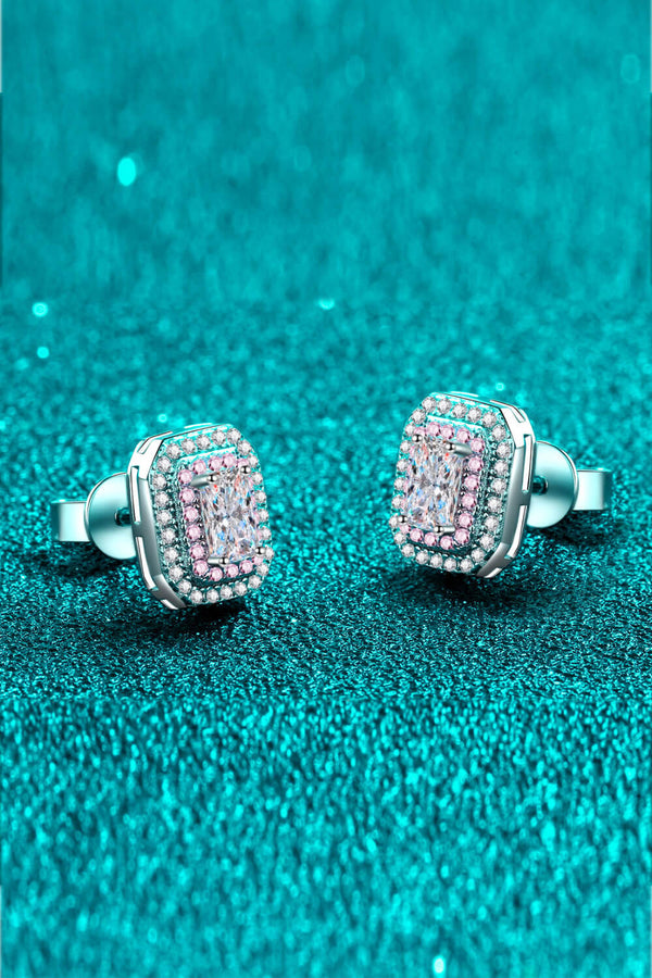 1 Carat Moissanite and Zircon Contrast Geometric Stud Earrings-Teresa's Fashionista LLC