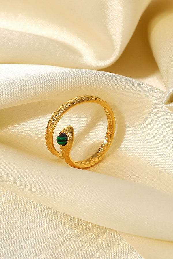 Snake Charmer Malachite Snake-Shaped Bypass Ring-Teresa's Fashionista LLC