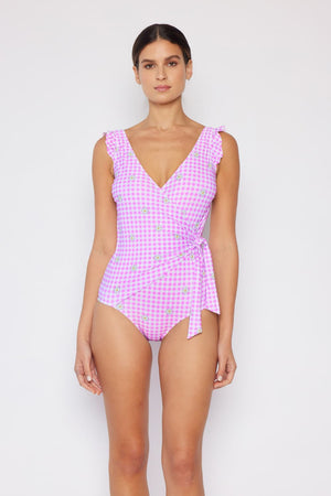 Marina West Swim Full Size Float On Ruffle Faux Wrap One-Piece in Carnation Pink-Teresa's Fashionista LLC