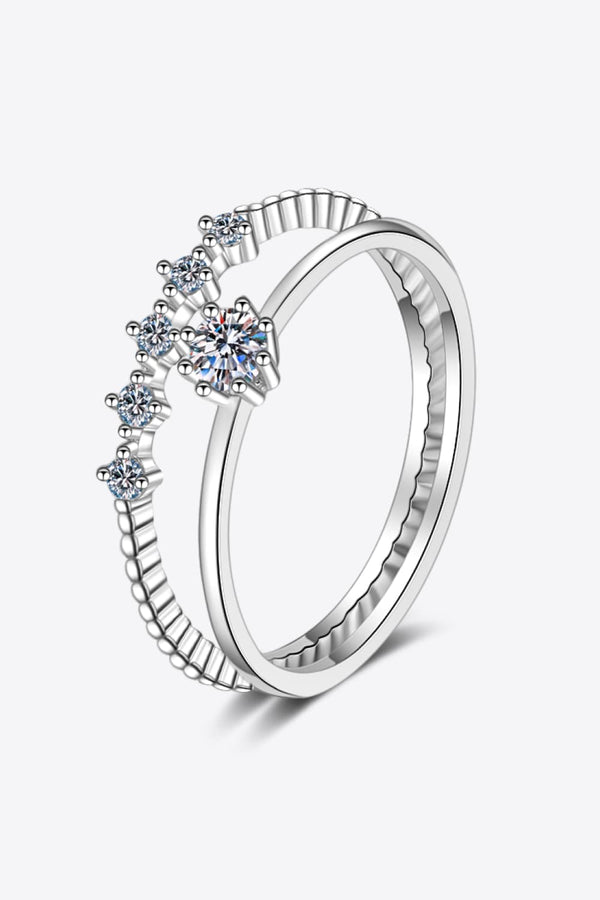 Moissanite 925 Sterling Silver Two-Piece Ring Set-Teresa's Fashionista LLC