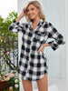 Plaid Lapel Collar Shirt Dress-Teresa's Fashionista LLC