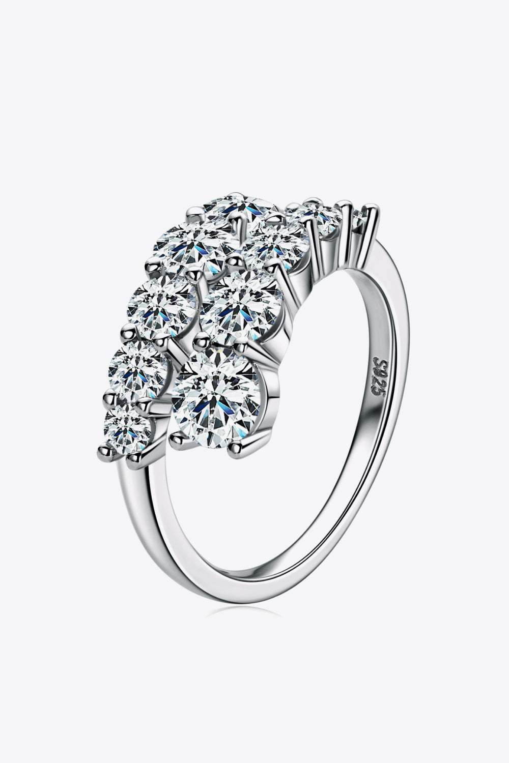 Moissanite 925 sterling silver ring with platinum and 18K gold plating, minimalist style.