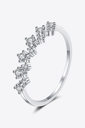 Moissanite Rhodium-Plated Half-Eternity Ring-Teresa's Fashionista LLC