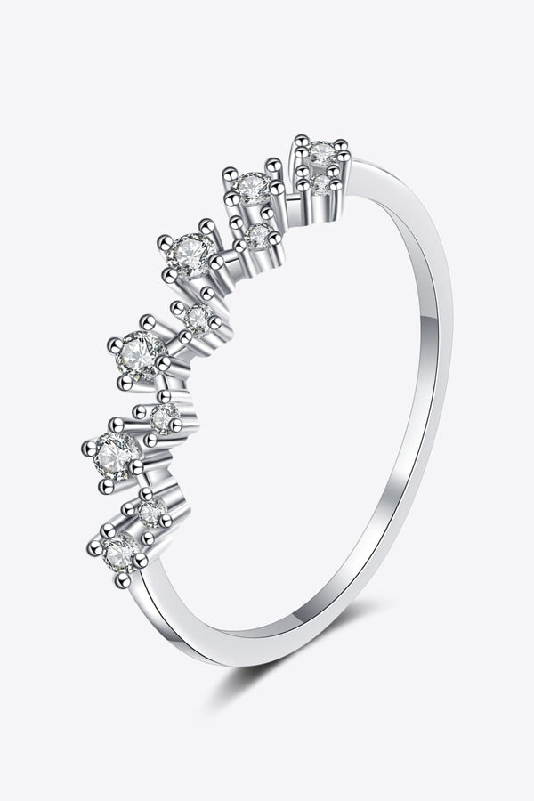 Moissanite Rhodium-Plated Half-Eternity Ring-Teresa's Fashionista LLC