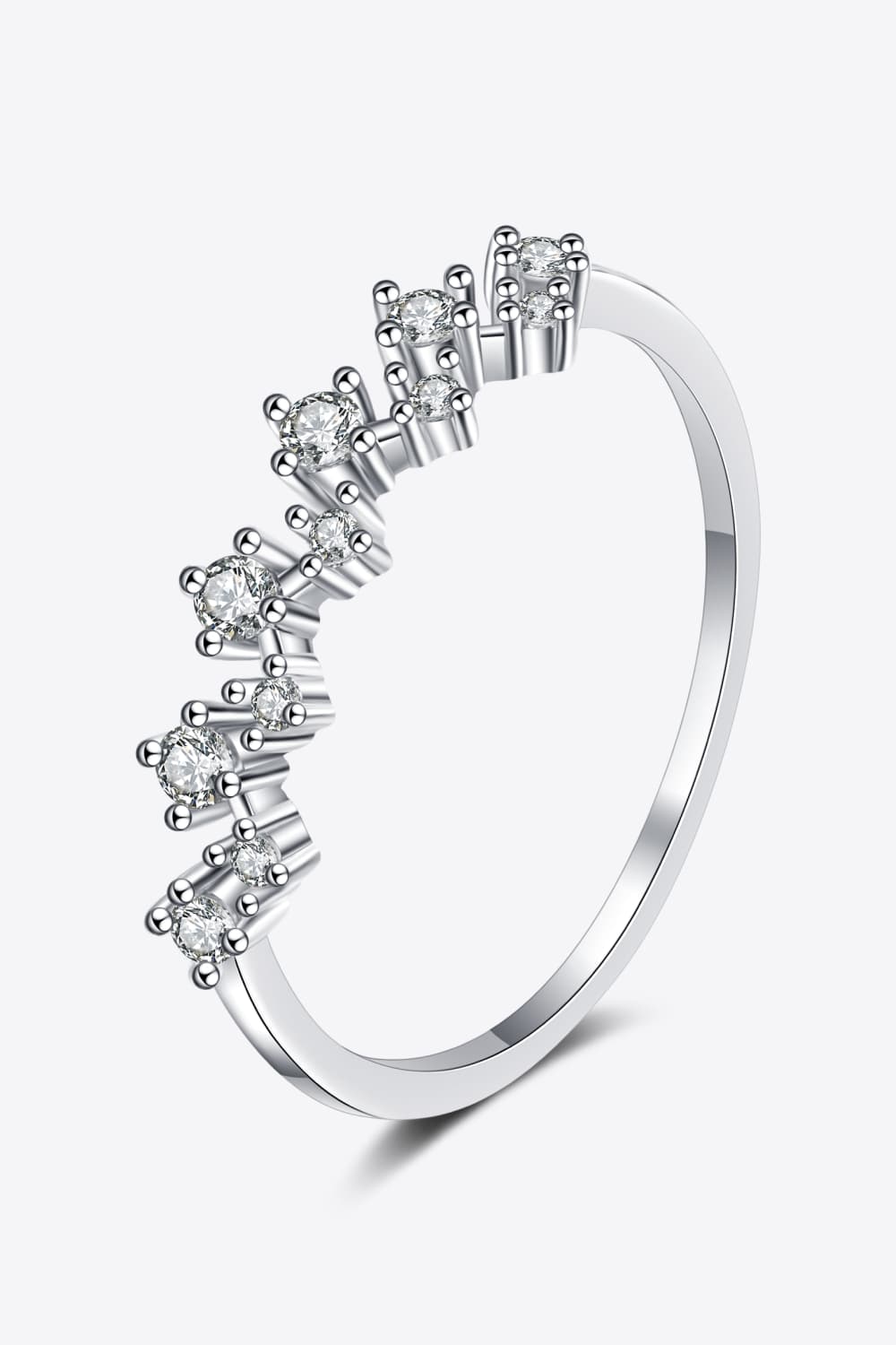 Moissanite Rhodium-Plated Half-Eternity Ring-Teresa&#39;s Fashionista LLC