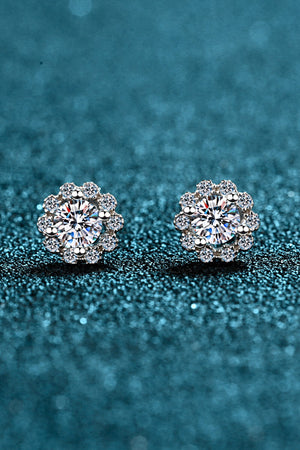 Moissanite Floral-Shaped Stud Earrings-Teresa's Fashionista LLC