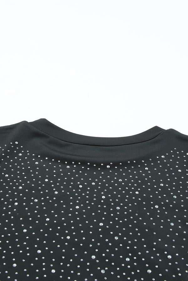 Rhinestone Round Neck Long Sleeve Bodysuit-Teresa's Fashionista LLC