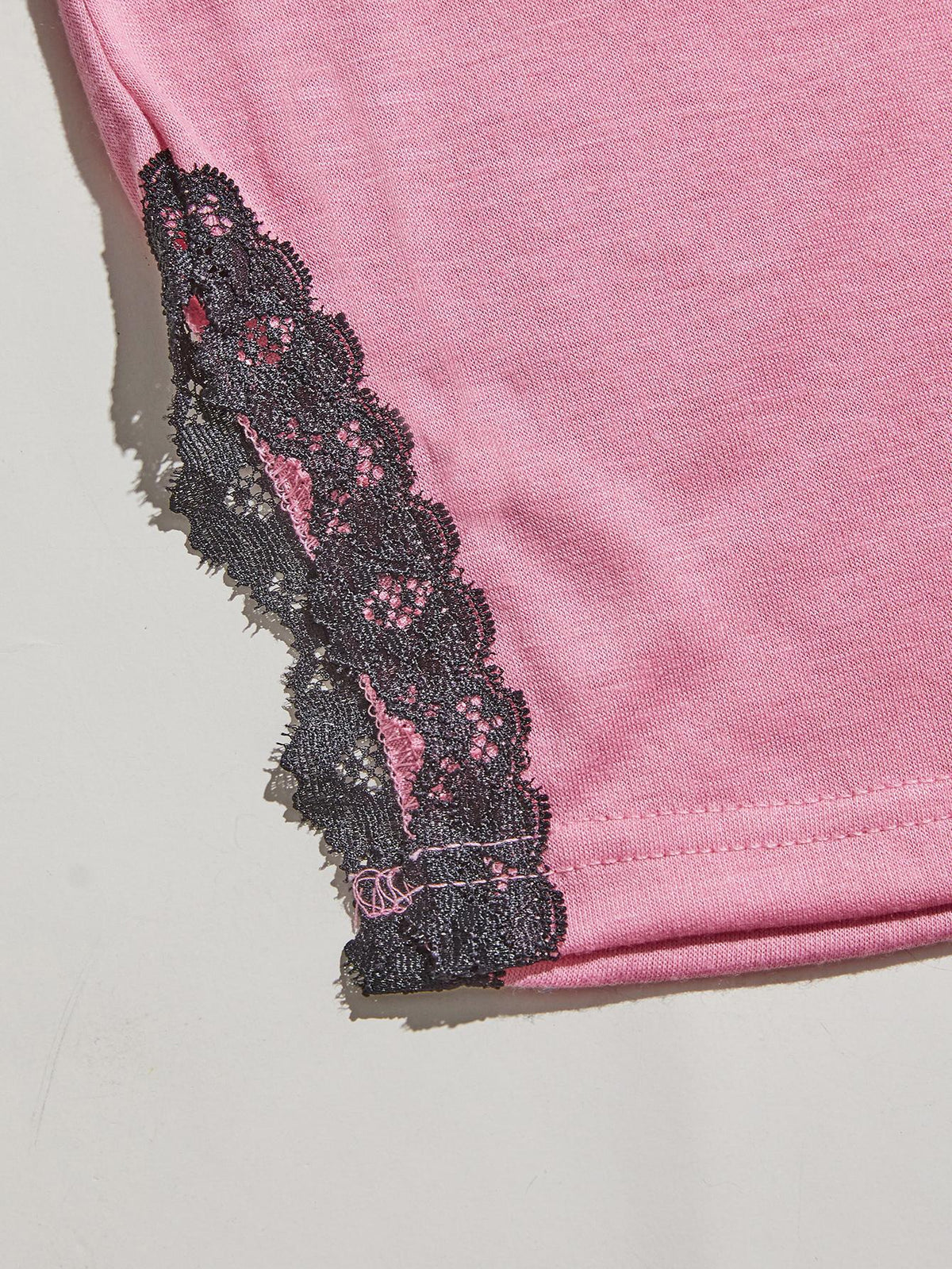 V-Neck Lace Trim Slit Cami and Pants Pajama Set-Teresa&#39;s Fashionista LLC