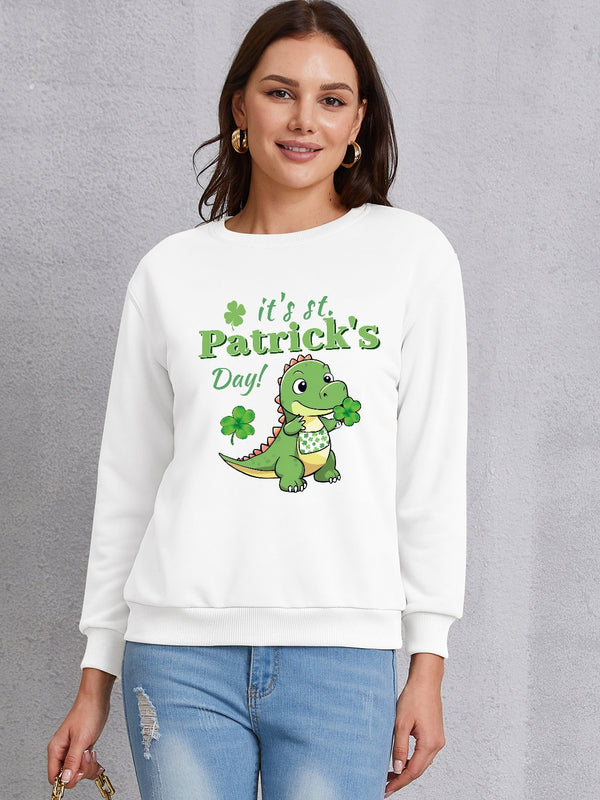 IT'S ST. PATRICK'S DAY Graphic Round Neck Sweatshirt-Teresa's Fashionista LLC