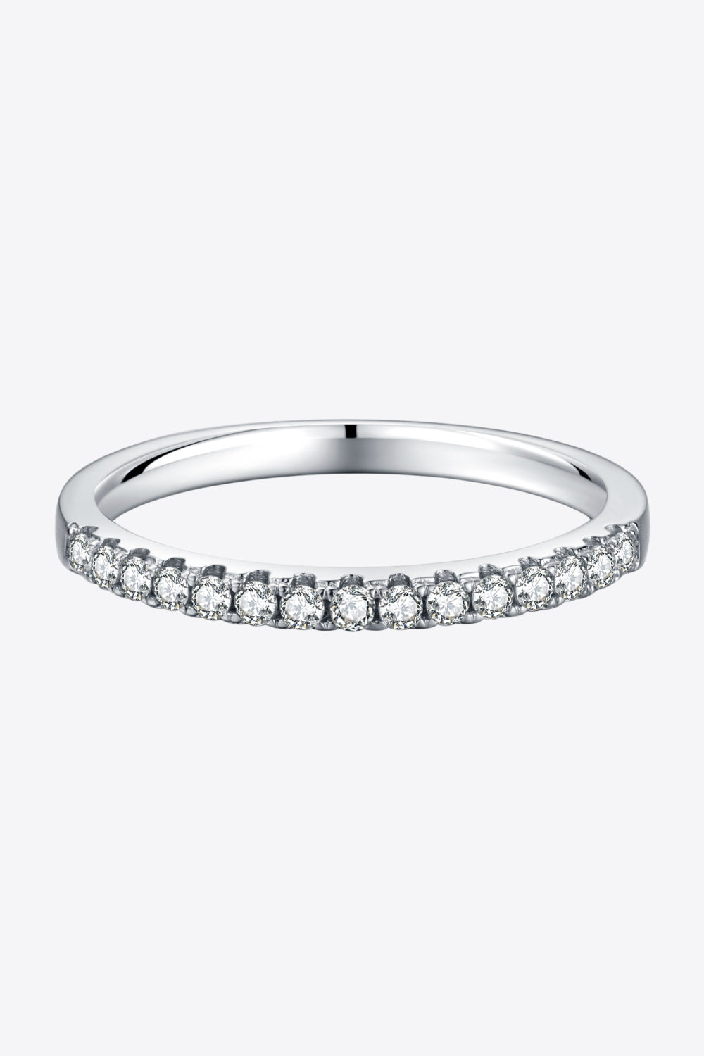 Moissanite Platinum-Plated Half-Eternity Ring-Teresa&#39;s Fashionista LLC