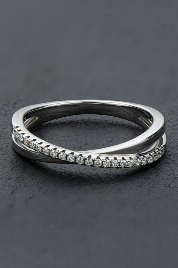925 Sterling Silver Crisscross Moissanite Ring-Teresa's Fashionista LLC