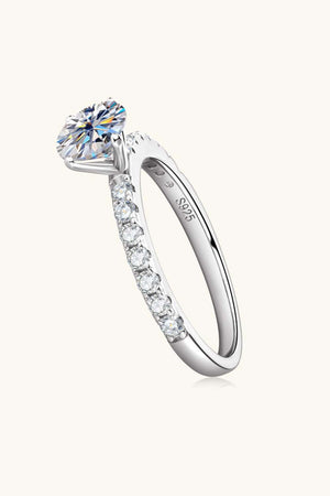 Moissanite Platinum-Plated Side Stone Ring-Teresa's Fashionista LLC