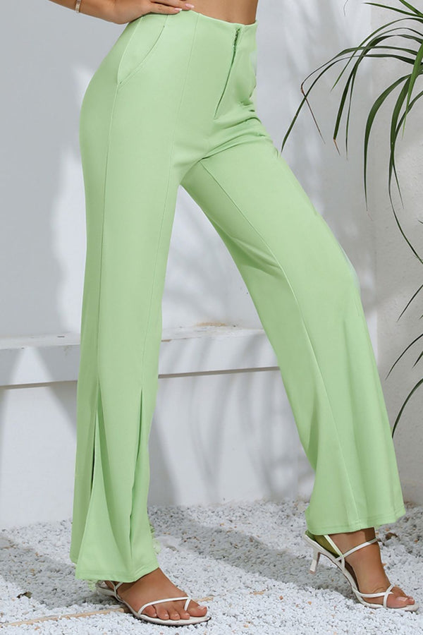 Slit High-Rise Flare Pants-Teresa's Fashionista LLC