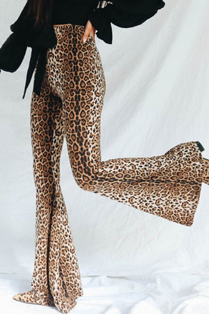 Leopard Print Flare Leg Pants-Teresa's Fashionista LLC